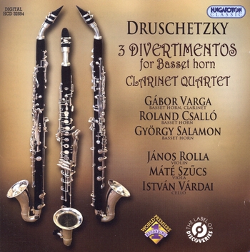 Druschetzky: 3 Divertimentos for Basset horn, Clarinet Quartet.