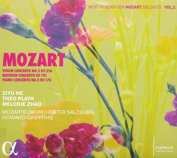 W.A.Mozart - Violin Concerto KV 216, Bassoon Concerto KV 191, Piano Concerto KV 175. Ziyu He, Theo Plath, Mélodie Zhao, Mozarteumorchester Salzburg, Howard Griffiths